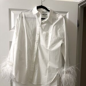 Button down w/ feather sleeves